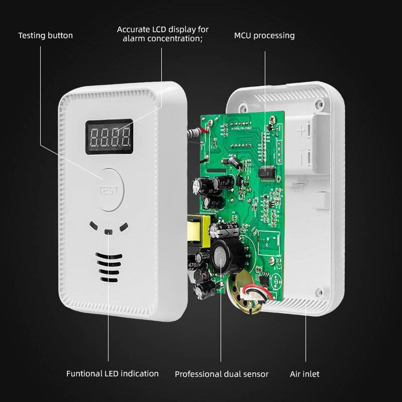 SUMRING Feuer Alarm Lpg Gas Detektor Alarm Home Security Methan Und Kohlendioxid CO Und Gas Detektor
