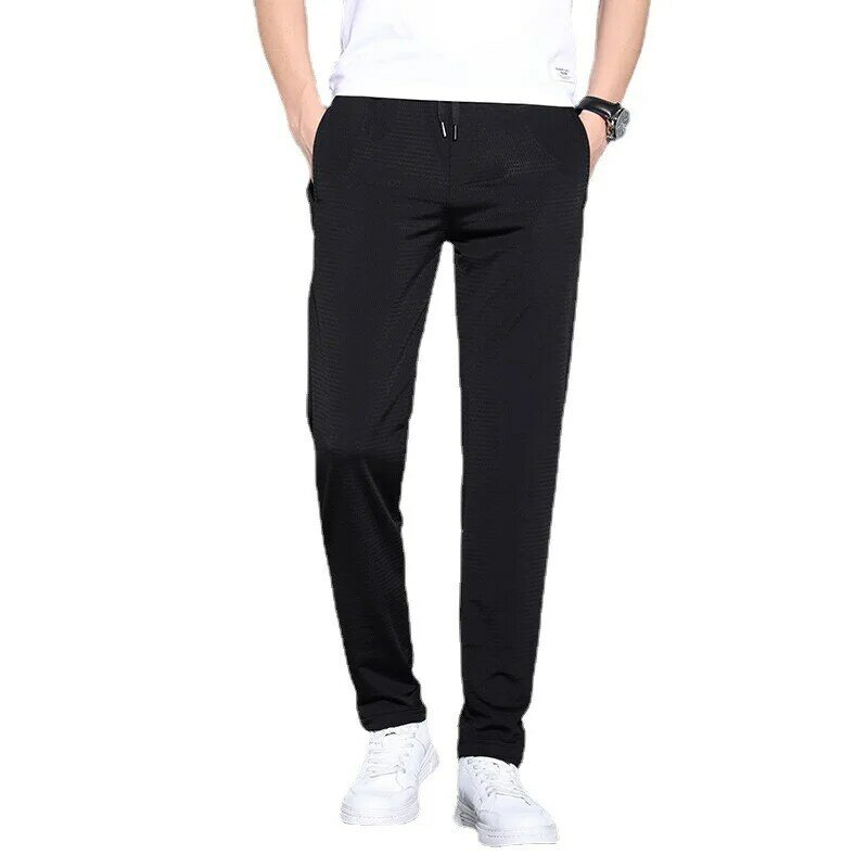 Pantalon Long en coton noir pour homme, vêtement de rue de bonne qualité, décontracté et à la mode