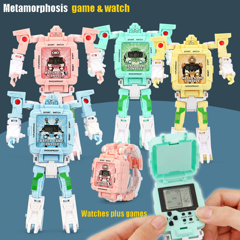 Kinder Uhren Handheld Spiele Kleine Spielzeug Kinder Verformung Der Roboter kinder Uhren kinder uhr für mädchen jungen uhr uhren