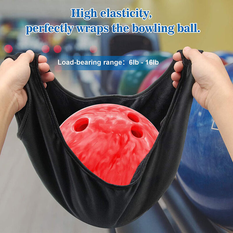 Serviette de Boule de Bowling en Polyester Poli, Sac de Rangement en Microcarence Noire, 53x22cm