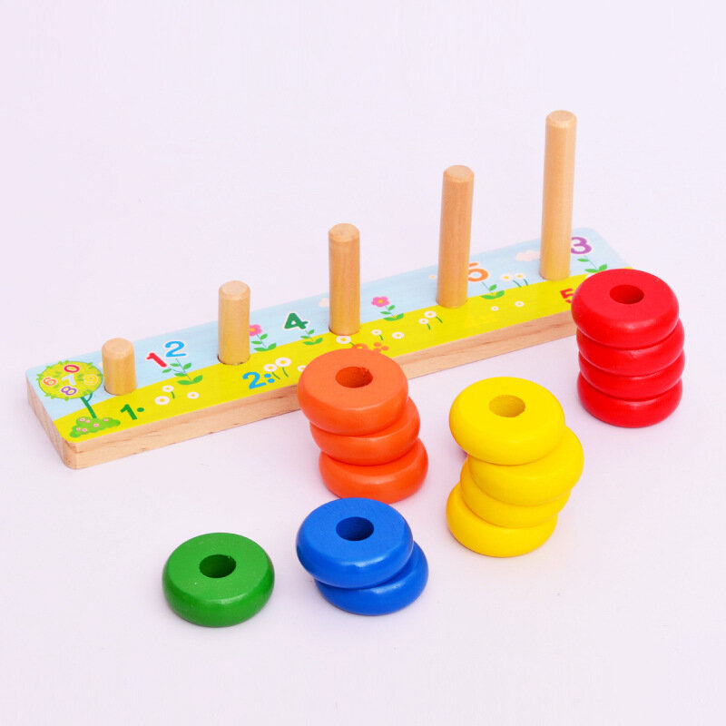 Rainbow calcola Circle Block Classic Toddler Early Learning Aids forniture per l'asilo giocattolo educativo in legno per bambini Montessori