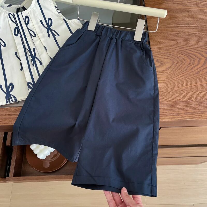 Summer Girls Set New Children's Baby Tank Top Sleeveless Doll Shirt Wide Leg Pants Two piece Set Korean casual set