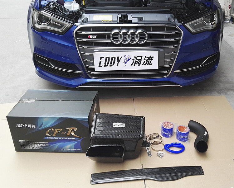 EDDYSTAR-admisión de aire de coche de fibra de carbono para Audi S3 2,0 T, color rojo y negro, 15-17, nuevos productos superventas