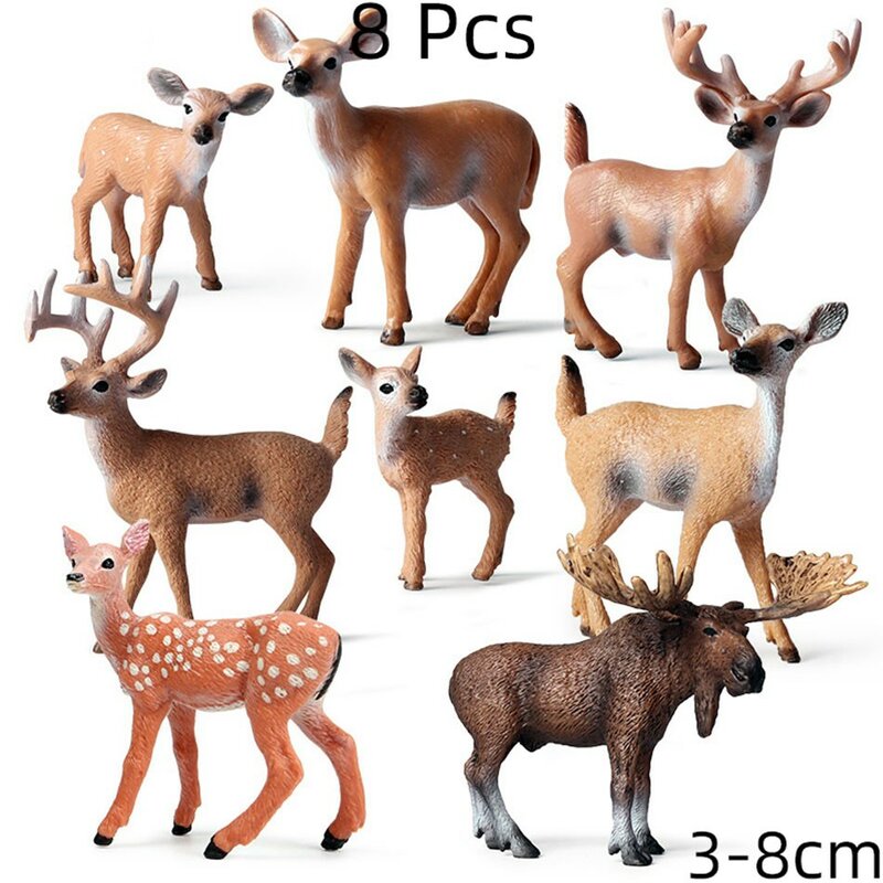 시뮬레이션 숲 야생 동물 모델, 여우 토끼 다람쥐 흰꼬리 사슴 장식품, 어린이 시뮬레이션 동물 모델 장난감