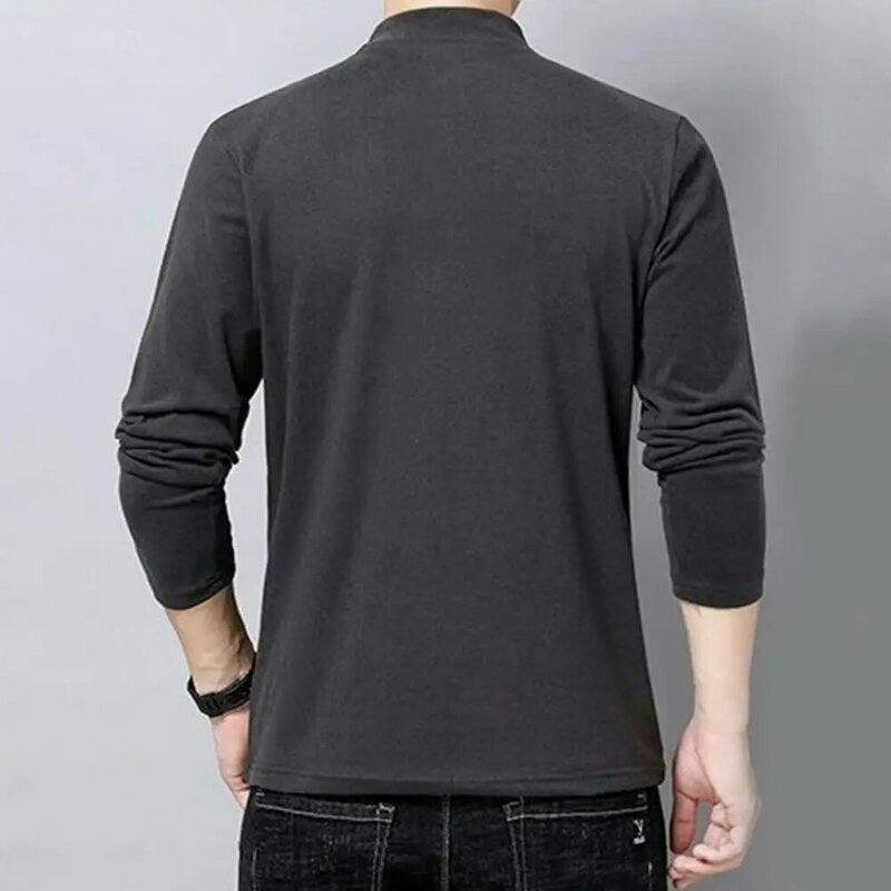 Sweat-shirt mi-long à manches longues pour hommes et femmes, chemise de document solide, col montant confortable, chaud, doux, automne, hiver