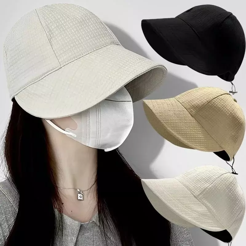 Sombrero plegable de ala ancha para mujer, pescador con gorra de cola de caballo, ajustable, para playa y aire libre