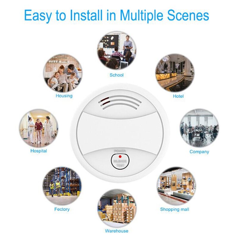 Tuya 지능형 와이파이 스트로브 연기 감지기, 무선 화재 센서, Tuya 앱 제어, 사무실 가정용 연기 방지