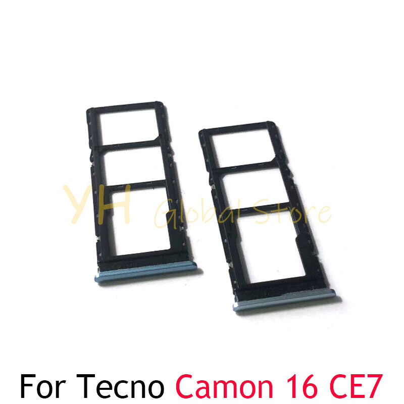 Cartão Sim Slot Tray Holder, Peças de reparo, Tecno Camon 16, CE7, 16 Premier CE9, CD6J