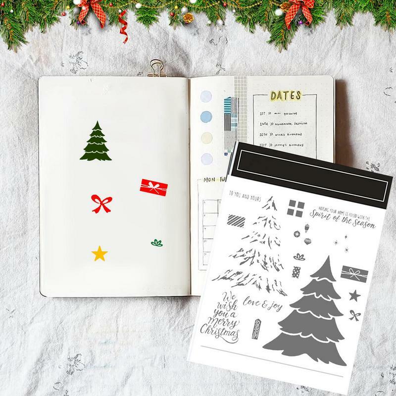 Perangko bening untuk kerajinan pohon Natal prangko pembuat kartu dan cap Scrapbooking cap cap pembuatan kartu untuk Natal