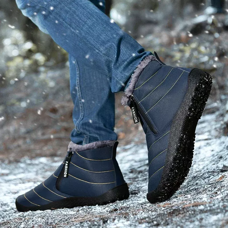 Scarpe da uomo 2023 nuovo Design con Zip inverno corto peluche scarpe Casual da uomo antiscivolo scarpe in cotone da uomo resistenti Tenis Para Hombre