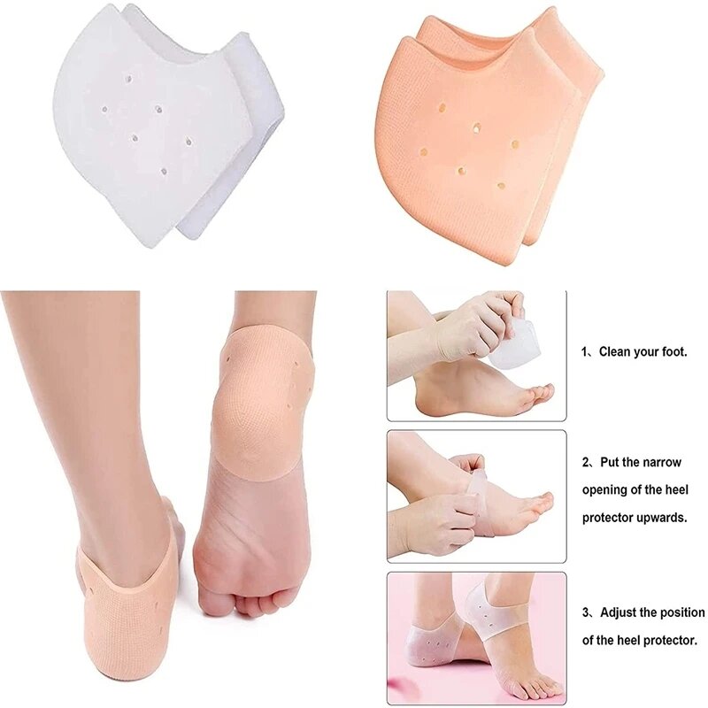 Silicone Foot Care Cover Moisturizing Gel Heel Socks Women Half Shoe Insole Protector Pain Relieve Inserts Plantar Fasciitis Pad