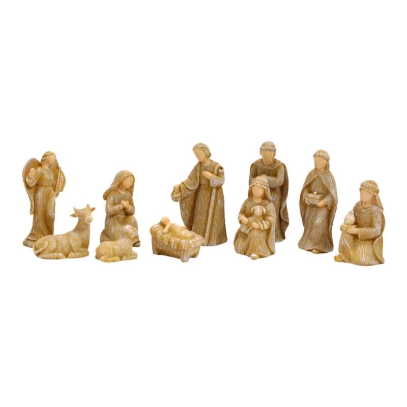 figurines nativité, 10 pièces, ornement bureau, Sculpture nativité noël en famille, nouveau