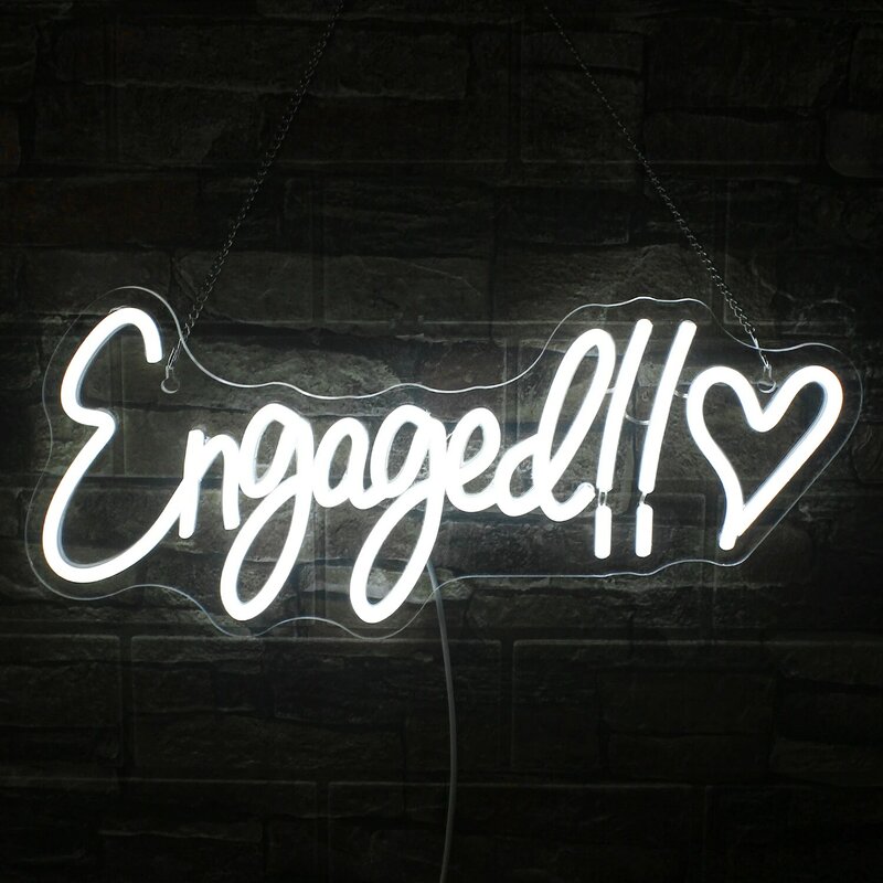 Engaged Neon Wedding Sign LED Lights Aesthetic Letter Room Decoration For Marriage Marry Me Party Bedroom Art Wall Lamp Logo