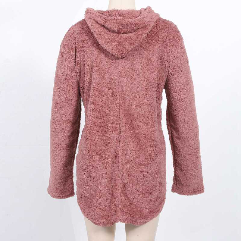 Cárdigan suelto con capucha para mujer, chaqueta de invierno, Tops de felpa con botones, talla grande, rosa, 4XL