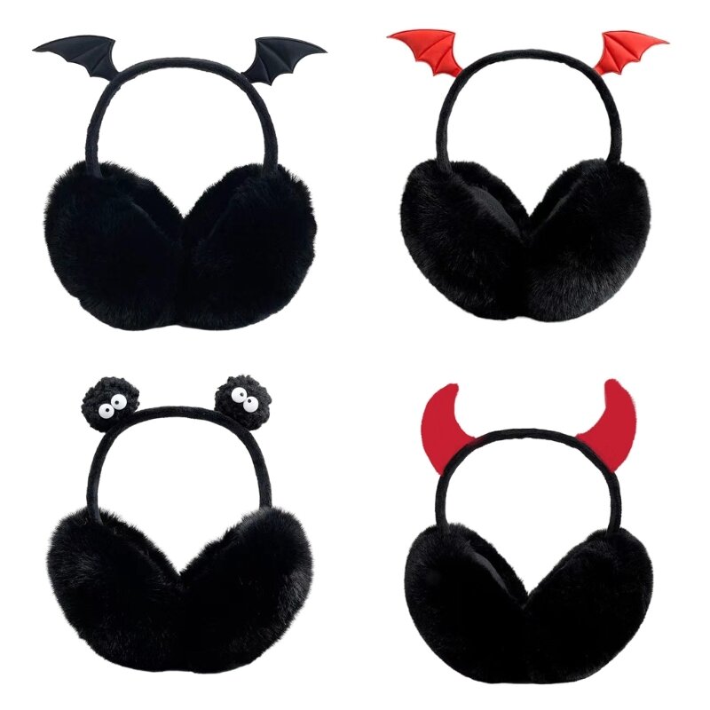 Protetores ouvido elegantes com asas morcego para mantê-lo aquecido climas frios para o Halloween