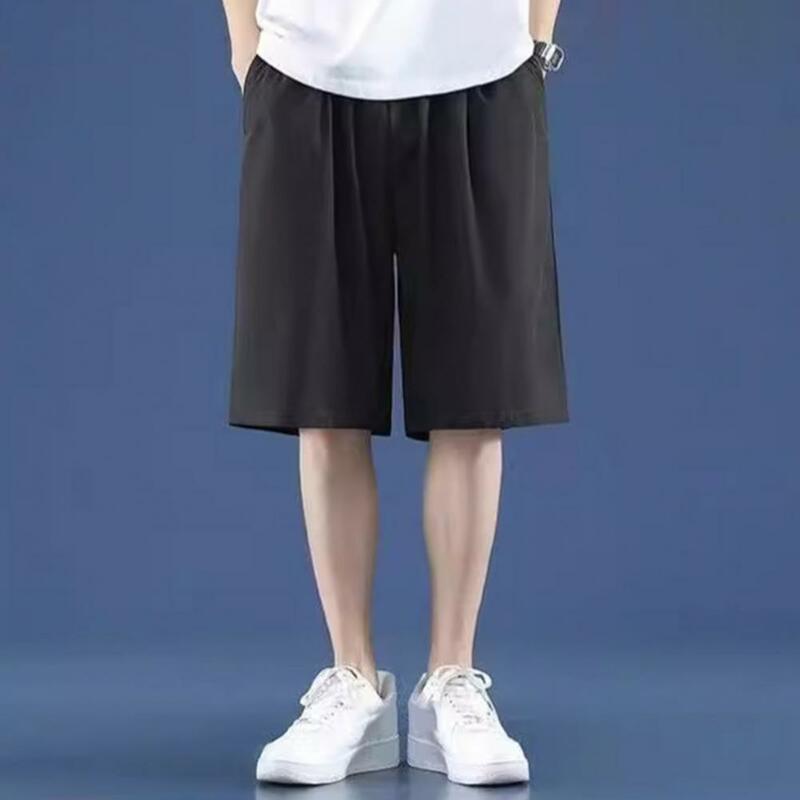 Pantalones cortos holgados para hombre, Shorts transpirables de secado rápido con cordón elástico en la cintura, hasta la rodilla, deportivos para adolescentes
