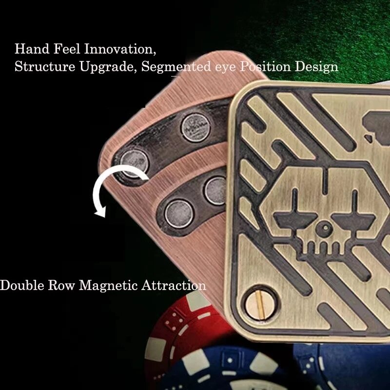 Tengkorak logam mainan pengurang stres Anti stres EDC atas berputar Poker mainan portabel dekompresi magnetik hadiah dewasa
