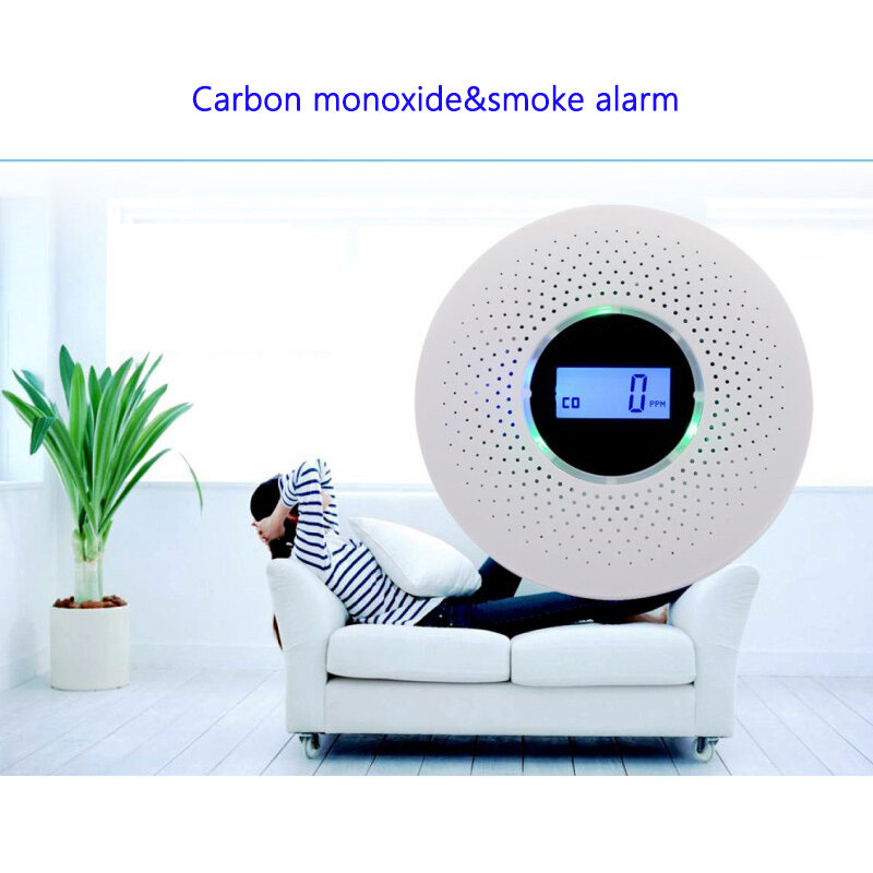 Deteksi Gas yang dapat didengar dan detektor Visual komposit dua dalam satu Alarm asap karbon monoksida layar lampu berwarna sensor api CO