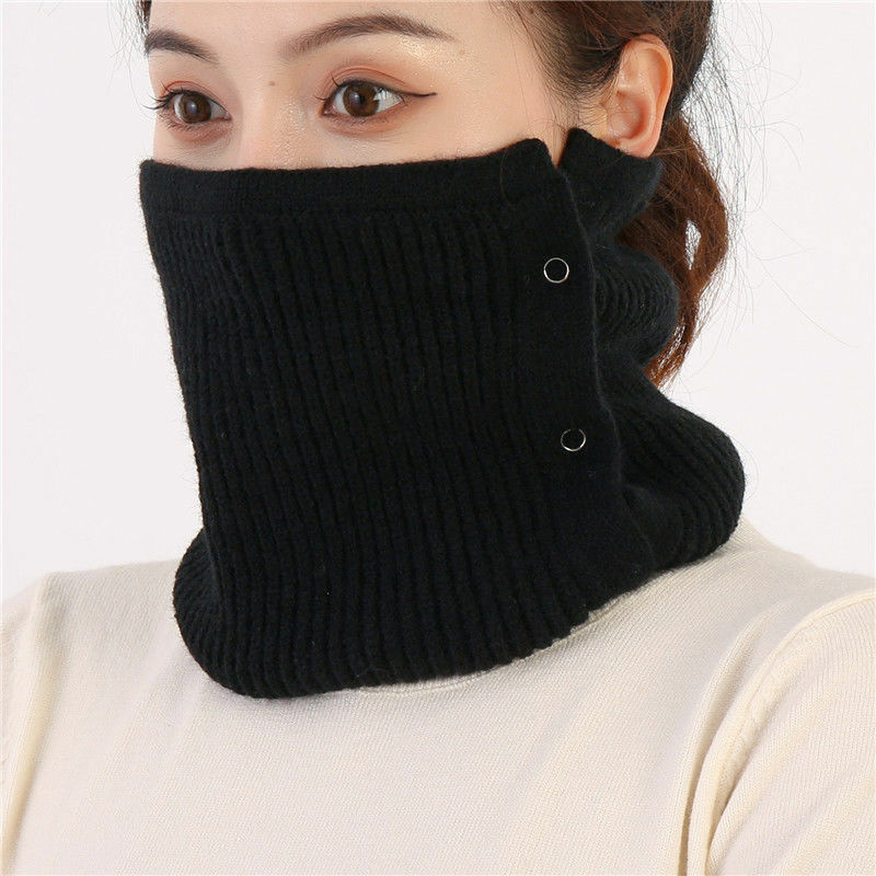 Autumn and winter scarf versatile knit sweater with plush solid color autumn and winter warm collar
