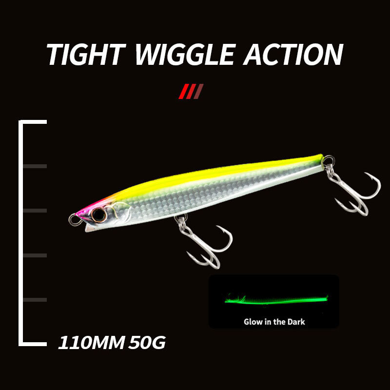 110mm 50g Heavy Sinking Pencil Fishing Lure Casting Saltwater Swimbait Monster Shot Large Laser Pesca Artificial Baits Tackle