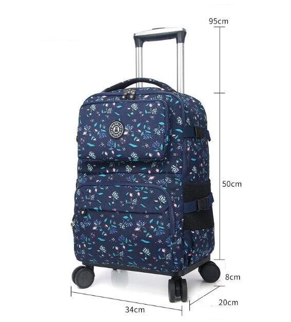 Women Travel Duffel With Wheels Women Carry on Hand Luggage Trolley Bag Women Wheeled Backpack Travel Trolley Tote Bag for Women