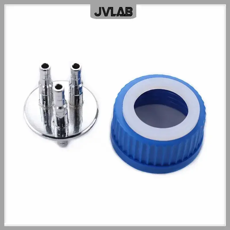 Fermentation Tank Reactor Feed Cover Stainless Steel Jar Lid with SS Bards Blue Headspace Cap SS Refill Cover For Tube 5 mm