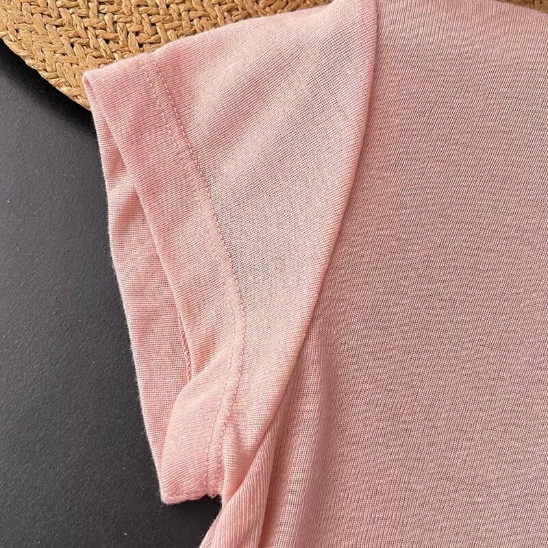 Maxdutti เสื้อยืดคอกลมสีพื้นสไตล์นอร์ดิกสำหรับผู้หญิงเสื้อยืดลำลองผ้าคอตตอนเนื้อนุ่มสำหรับฤดูร้อน