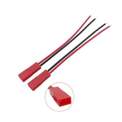 男性と女性のためのコネクタ付きプラグ,シリコンケーブル,LED付き,赤の端子,高温耐性,10 cm, 20cm,JST-2Pin