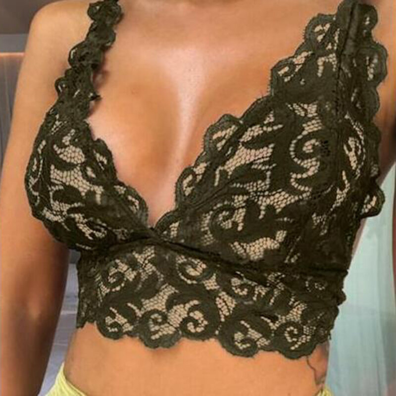 Sexy tank tops feminino rendas transparente com decote em v biquíni lingerie oco para fora sutiã cami colheita topo ver através intimate camisas eróticas
