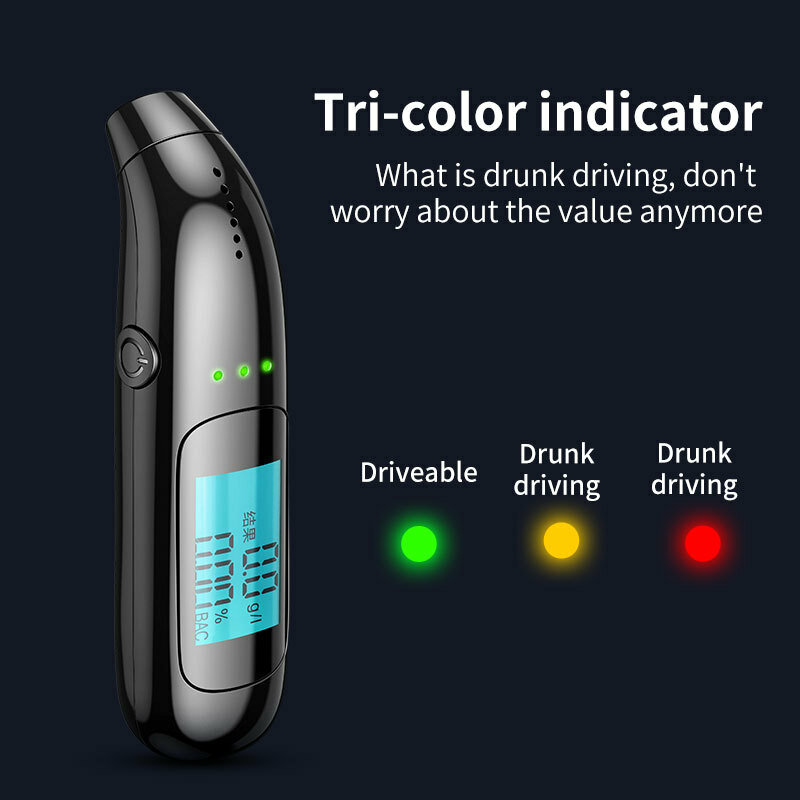 Tester Alkohol Breathalyzer Dapat Diisi Ulang dengan Tampilan Layar LED Non-kontak Alcohotest Breath Alcohol Test USB Charging