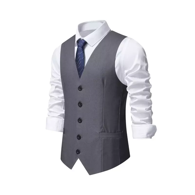 XX382Black striped men's vest, spring and autumn suit vest, slim waistcoat, British business vest, professional groom's outfit