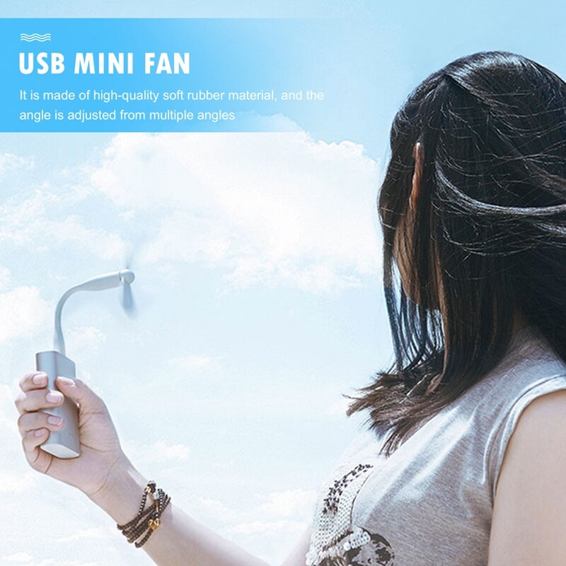 Creatieve mini usb fan & usb led licht flexibele buigbare koelventilator en lamp voor power bank & notebook & computer zomer gadget