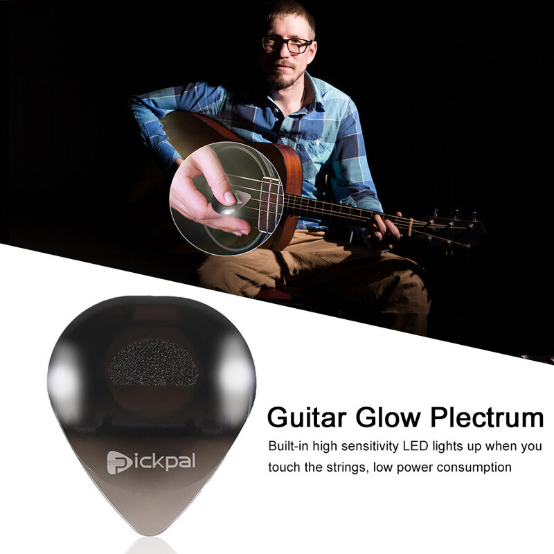 Pick gitar bercahaya, dengan lampu LED sensitivitas tinggi, instrumen bersenar anti selip untuk gitar elektrik Bass