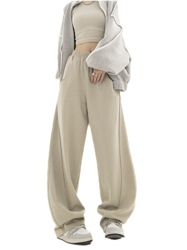 QWEEK celana olahraga longgar wanita, celana Harajuku kaki lebar Hip Hop pinggang tinggi Y2k ukuran besar Korea Vintage kasual