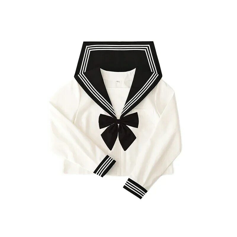Basic JK czarny kołnierzyk białe linie mundurek szkolny dziewczyna marynarka garnitury plisowana spódnica styl japoński ubrania Anime kostiumy COS kobiet