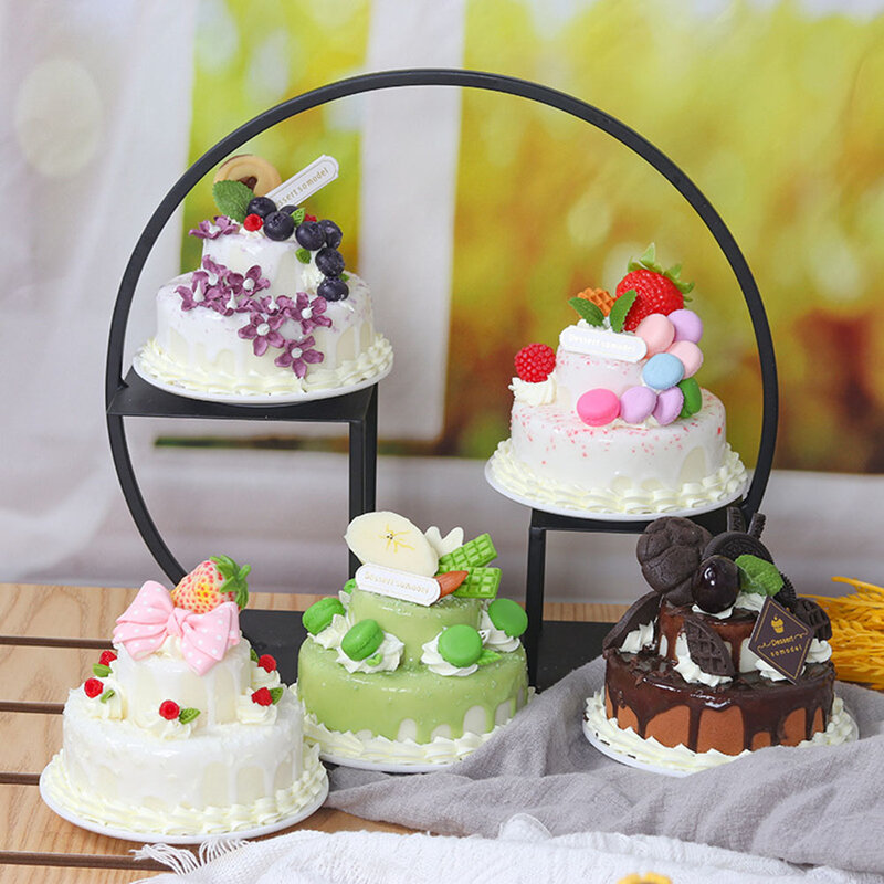 Modelo simulado do bolo do morango do fruto, ornamentos do Multi-Layer, artesanato da decoração do cozinha, bolo do aniversário DIY