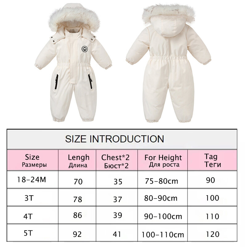 AYNIGIELL zima dla dzieci 2-5 lat grube ciepłe kombinezony dla niemowląt dziewczynek chłopców bawełny kombinezon z kapturem narty terenowe Snowsuit