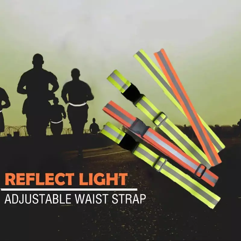 Cinturones reflectantes para correr, equipo de seguridad nocturno de alta visibilidad para niños, hombres y mujeres, cintura ajustable, cinturón elástico reflectante de seguridad