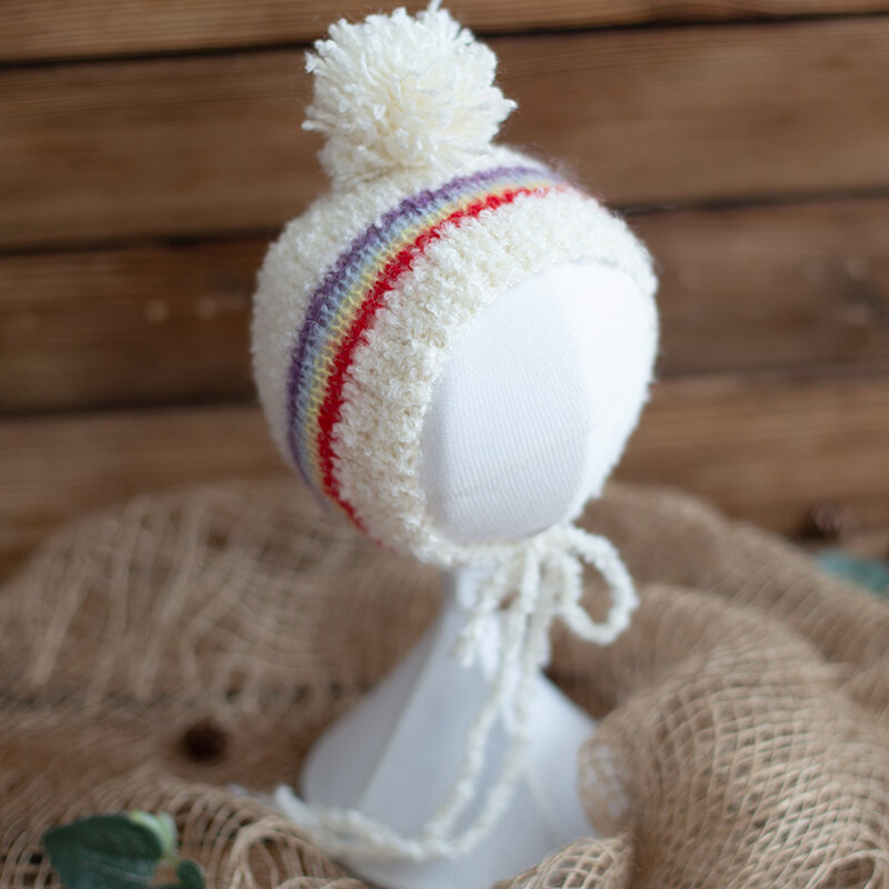 新生児写真用レインボーニット帽,手作りアクセサリー,かぎ針編みのニットネット,クリスマスアクセサリー