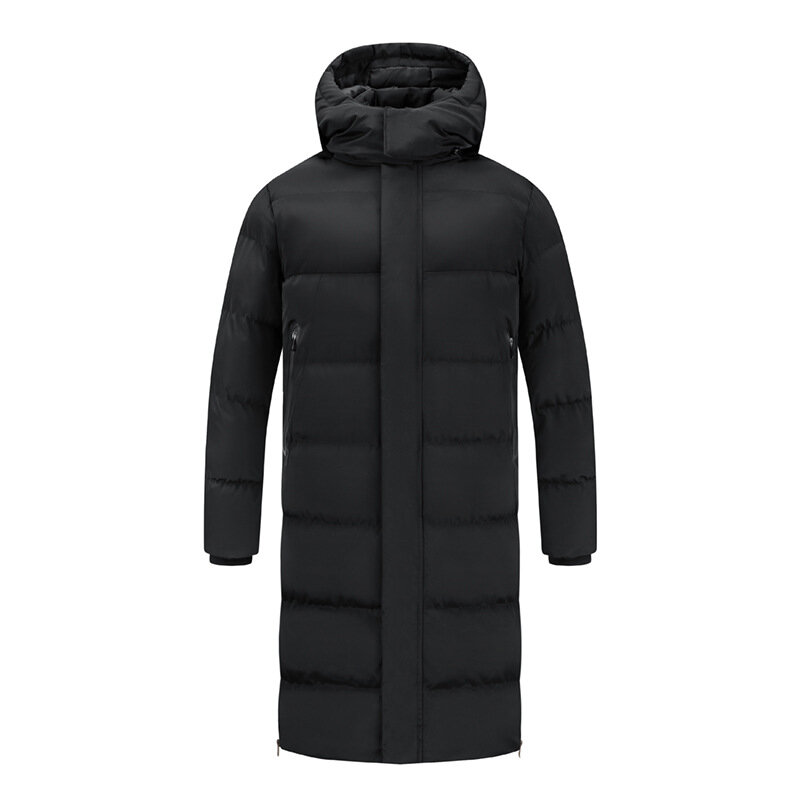Зимняя стеганая куртка для мужчин, толстая длинная теплая хлопковая Парка выше колена на подкладке, унисекс, Спортивная парка с капюшоном, 6XL
