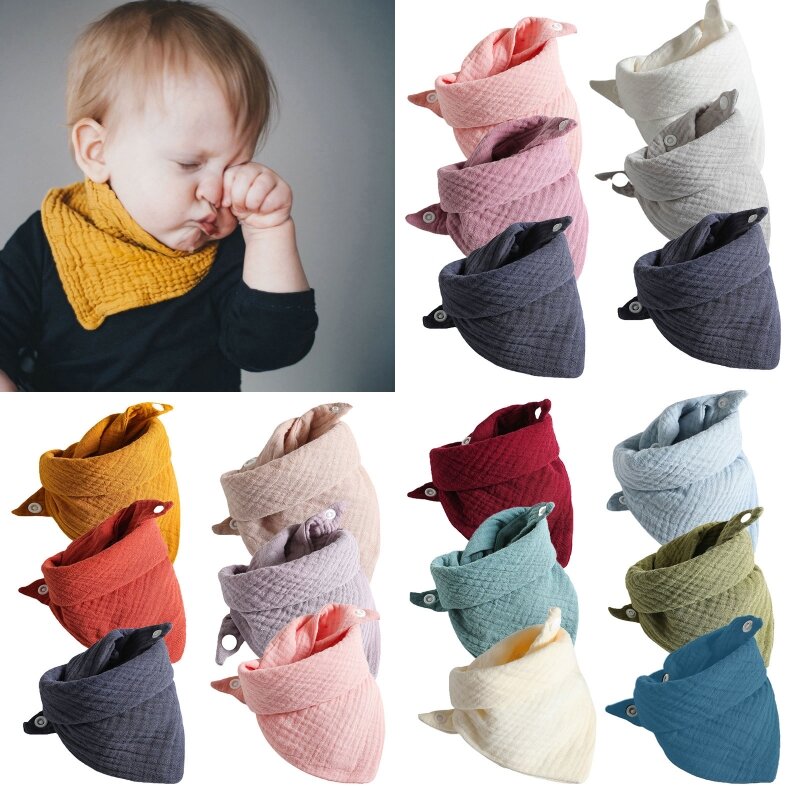 Baberos alimentación bebé, toalla Saliva para bufandas triangulares, Bandana, Baberos algodón botón ajustable