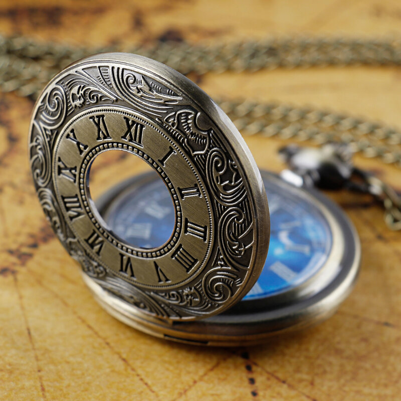 Часы мужские и женские кварцевые карманные в античном стиле с циферблатом звездного неба