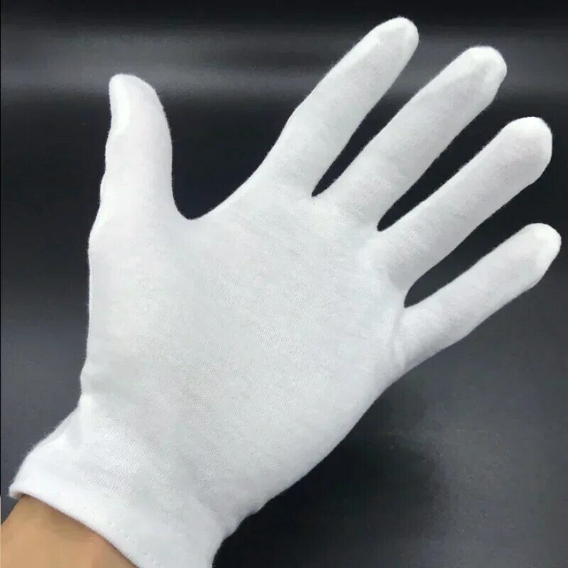 1-50pairs White Cotton Work Gloves for Dry Hands Handling Film SPA Gloves Ceremonial High Stretch Gloves Household Cleaning Tool