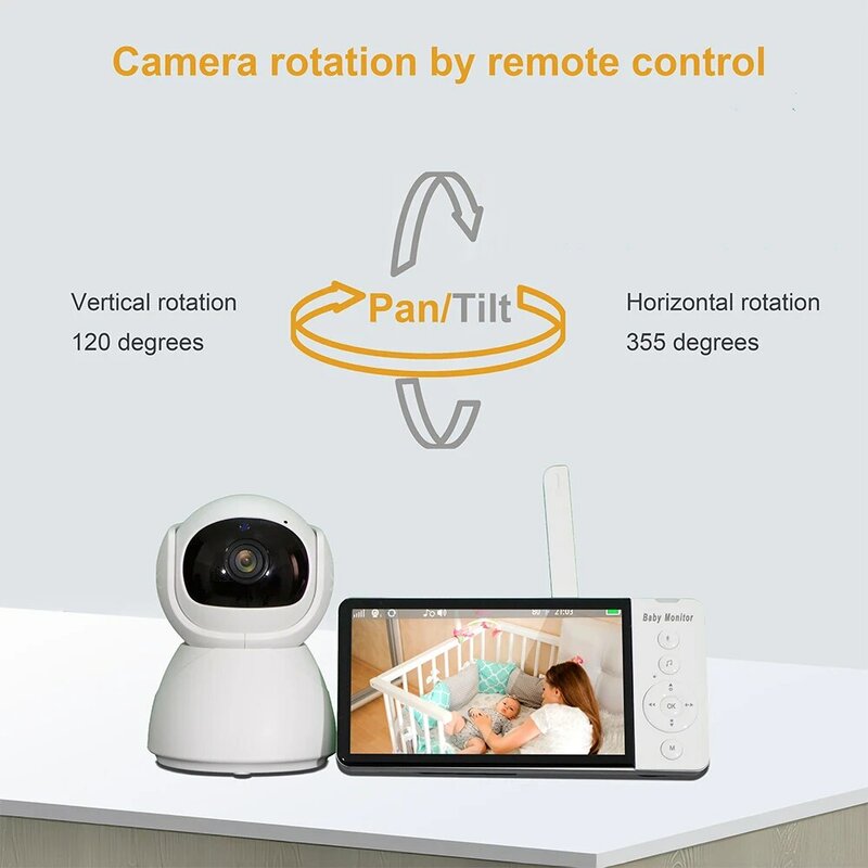 DBIT-Monitor de bebé para niños, cámara de vídeo con Audio bidireccional, pantalla IPS de 5 ", batería de 5000mAh, visión nocturna