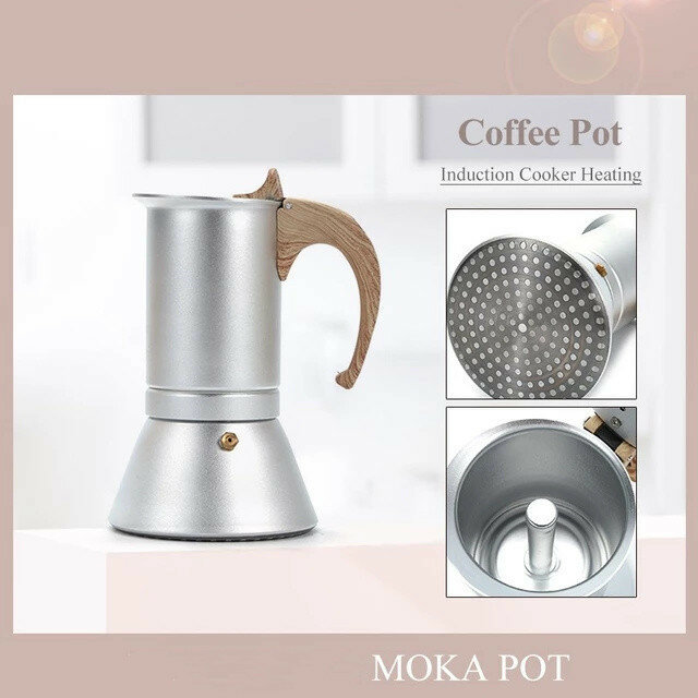 Кофейник Moka, итальянская домашняя кофеварка для приготовления кофе из пищевого алюминия