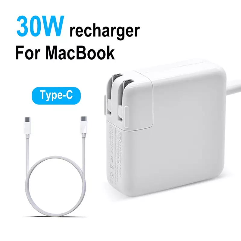 Chargeur rapide de type C pour Macbook12 Macbook Air 13, adaptateur secteur Lapmedicains pour ordinateur portable USB-C 30W PD, dégagement 2018-2020 1534 A1932 A2179