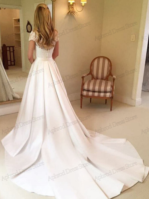 Женское свадебное платье It's yiiya, белое платье трапециевидной формы с кружевной аппликацией и рукавами-крылышками на лето 2019