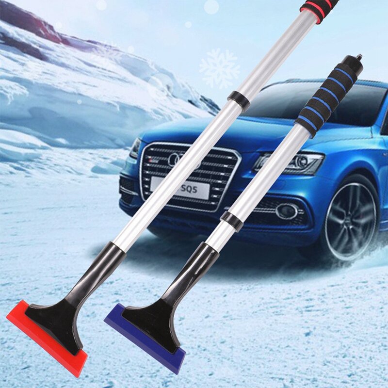 Раздвижной скребок для льда, щетка для снега, съемный инструмент для удаления снега с ручкой из пены, поворотная щетка на 360 °, скребок для снега