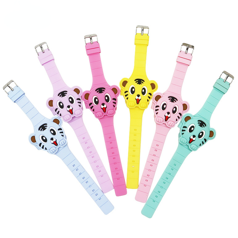 Kinderen Horloge Schattige Tijger Led Digitale Horloges Voor Meisjes Jongens Bpa Gratis Mode Siliconen Band Clamshell Ontwerp Kinderen Klok Geschenken