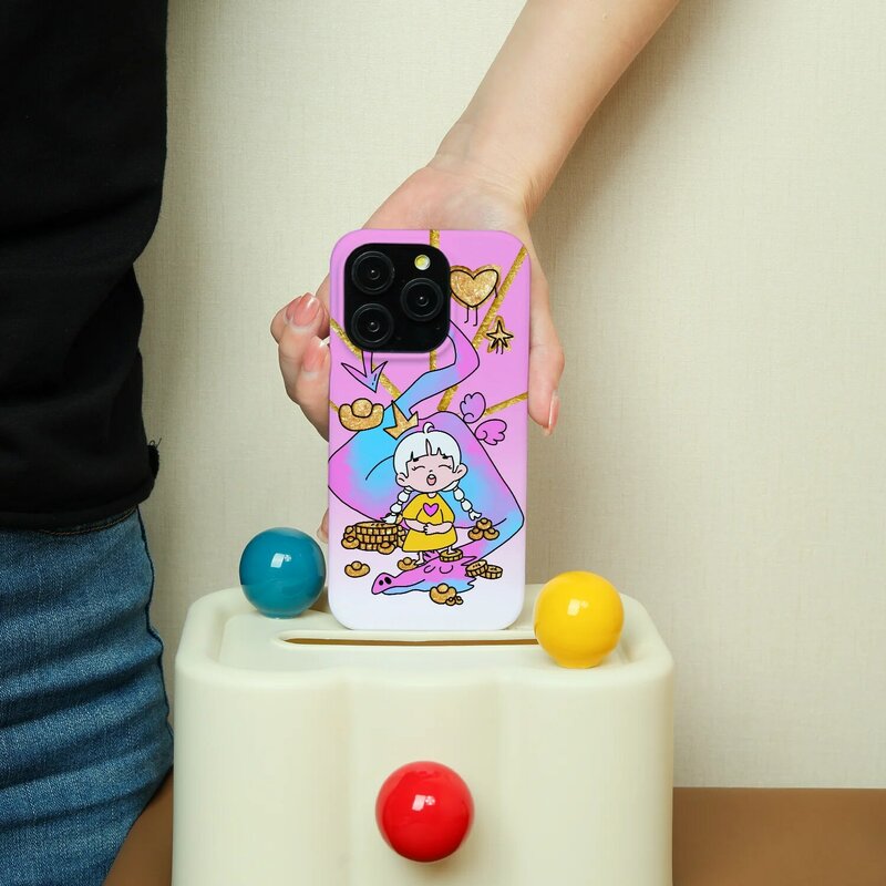 جراب هاتف Princess Lurge Dream iPhone 15 Pro Max ، جراب هاتف بحافة مستديرة ، صغير ولطيف ، شخصي ، إبداعي ، غير لامع ، واقي من السقوط